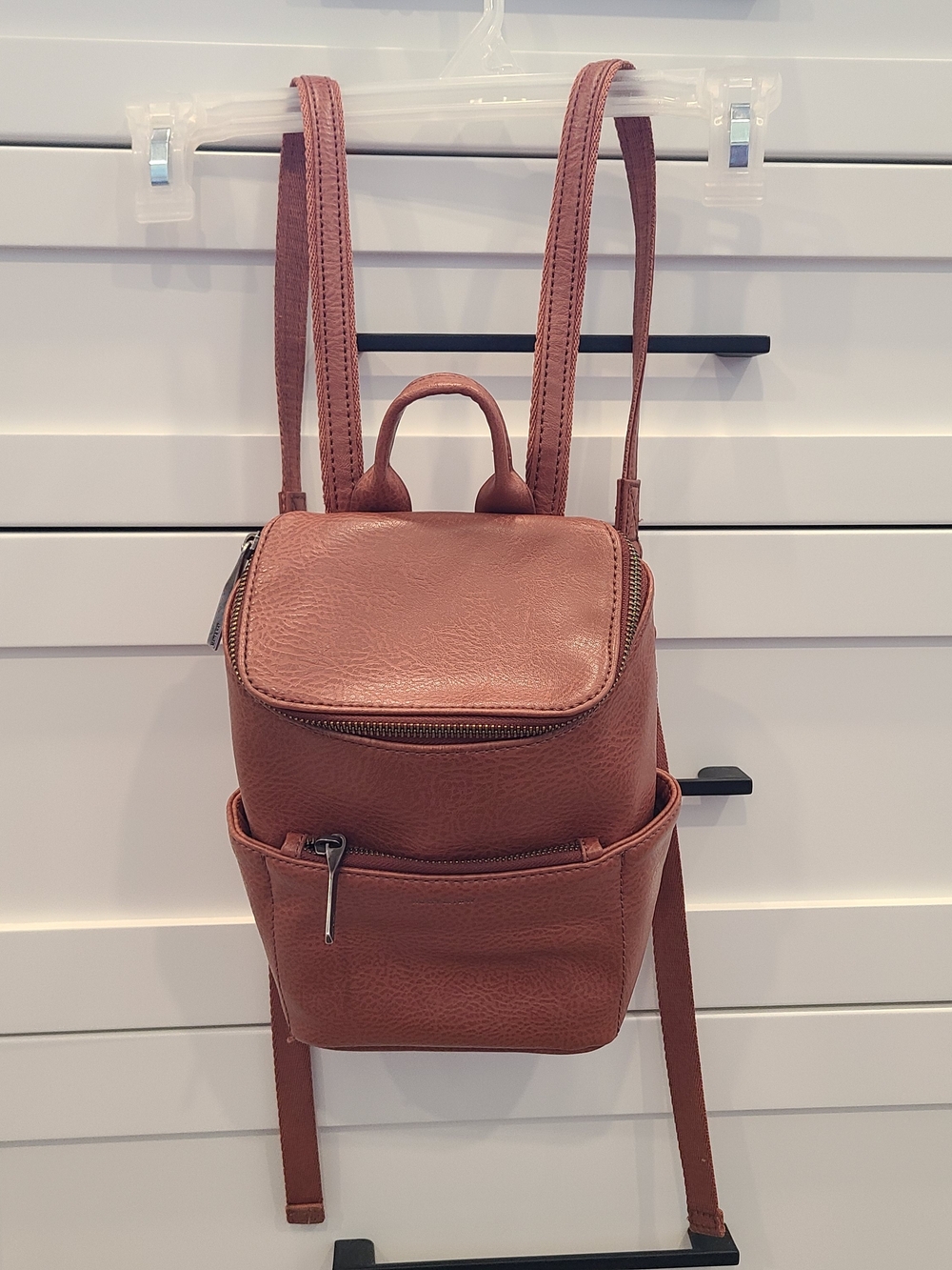 Matt & Nat Small Faux Leather Backpack in Rust Brown